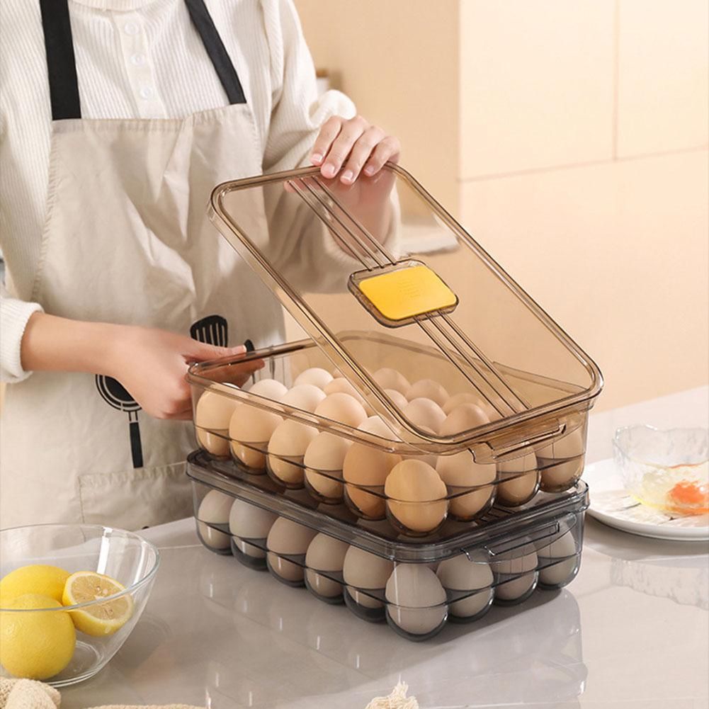 Kitchen Large Capacity Egg Storage Box Refrigerator Plastic