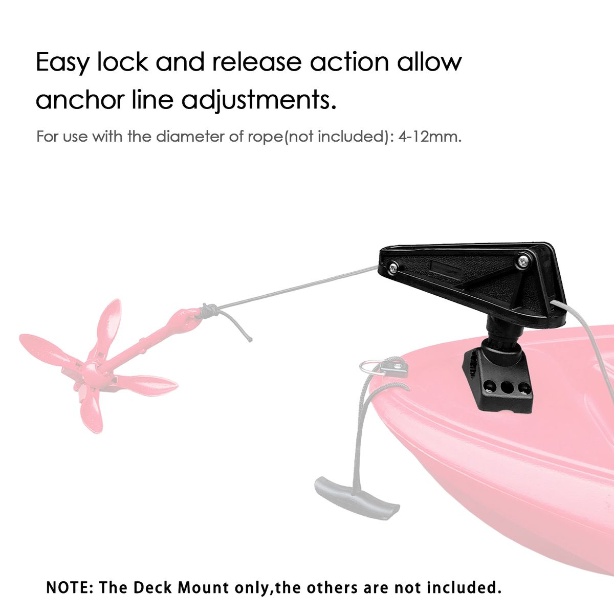 Anchor Lock With Release System Side Deck Mount For Kayaks