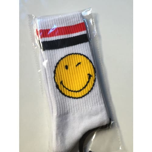 Classy Happiness Inspired Men's Stylish Socks- White