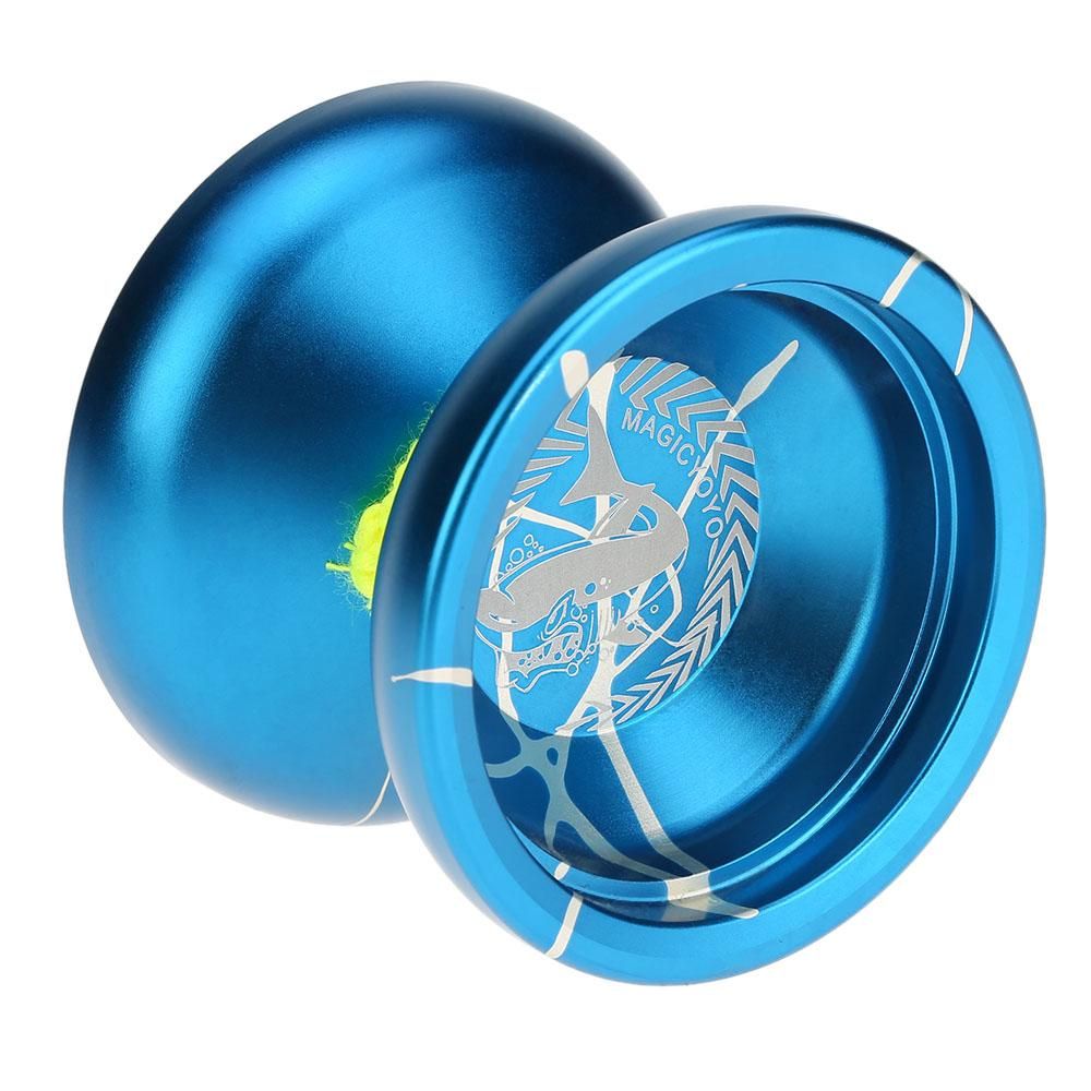 Professional Magic Yoyo N12 Aluminum Alloy Metal Yoyo 8 Ball KK Bearing with Spinning String for Kids Blue & Silver
