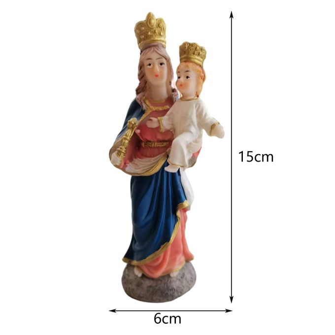 Virgin Mary And Child Jesus Statues Resin Plate Base Spiritual