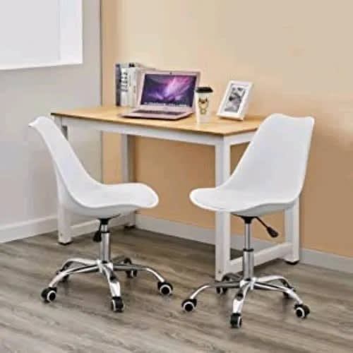 Ergonomic Home Office Swivel Chairs - Set Of 2 - White