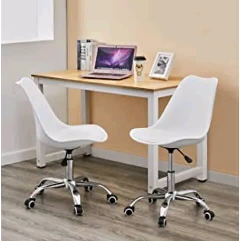 Ergonomic Home Office Swivel Chairs - Set Of 2 - White