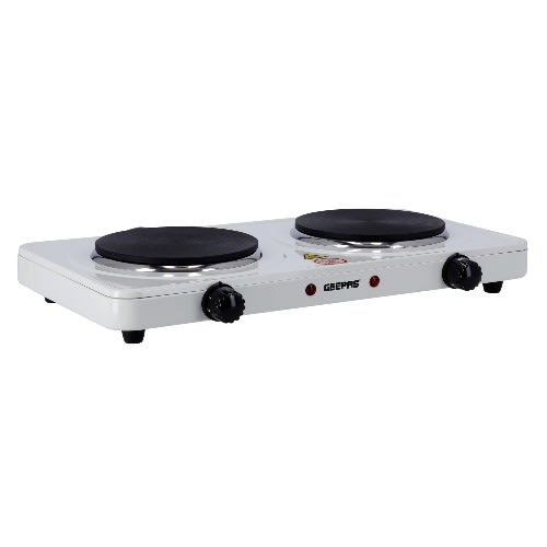 Uk Geepas - Double Hotplate - Stainless Steel - 2000W - White
