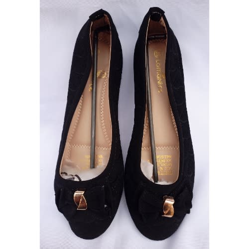 Butterfly Bow Ladies Easy Wear Shoe- Black