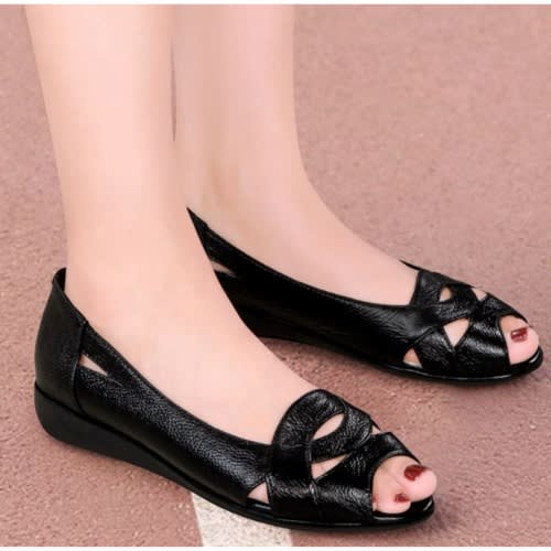 Open Toe Leather Women Shoe