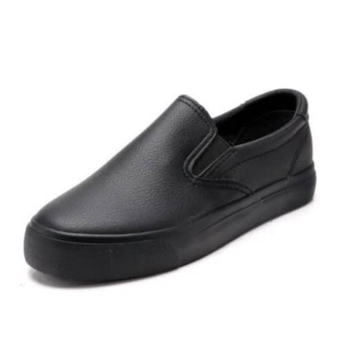 Leather Men Slip-on Office Sneakers - Black