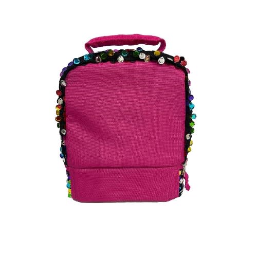 Kids Rainbow Sequin Dual Compartment Insulated School Drop Bottom Lunch Box - Bag