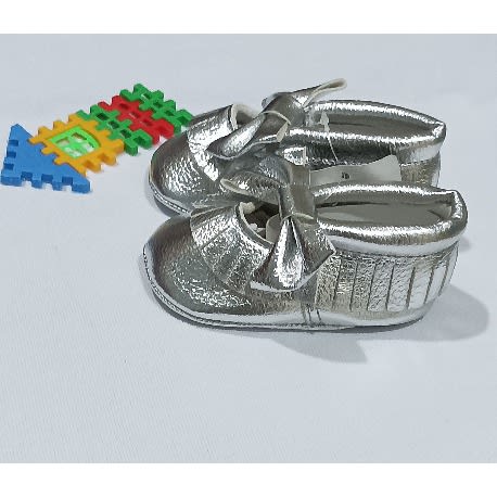 Unisex Silver Baby Shoe