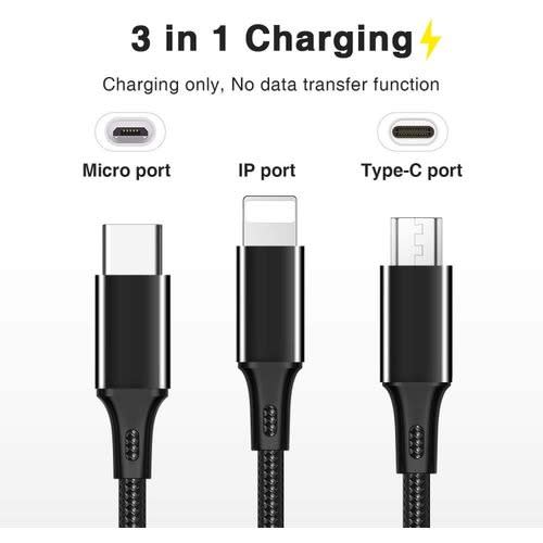 3 In 1 - 3a Fast Charging - Usb Data Cable - Android, iPhone And Type-c