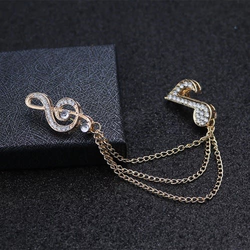 Gold Music Note Brooch With Free Pouch