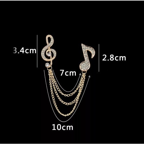 Gold Music Note Brooch With Free Pouch