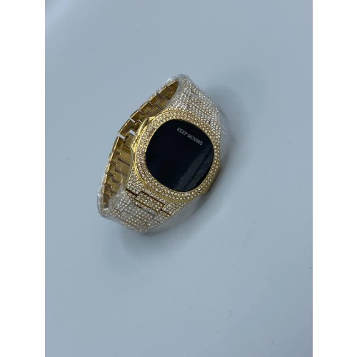 Iced Stones Men's Gold Wrist Watch