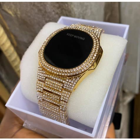 Iced Stones Men's Gold Wrist Watch