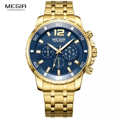 Men's Stainless Steel Quartz Chronograph Watch - Gold