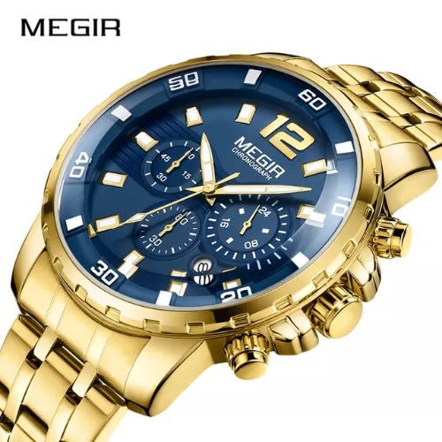 Men's Stainless Steel Quartz Chronograph Watch - Gold