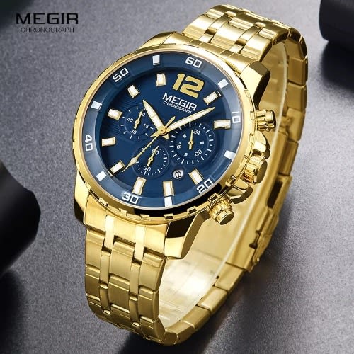 Men's Stainless Steel Quartz Chronograph Watch - Gold
