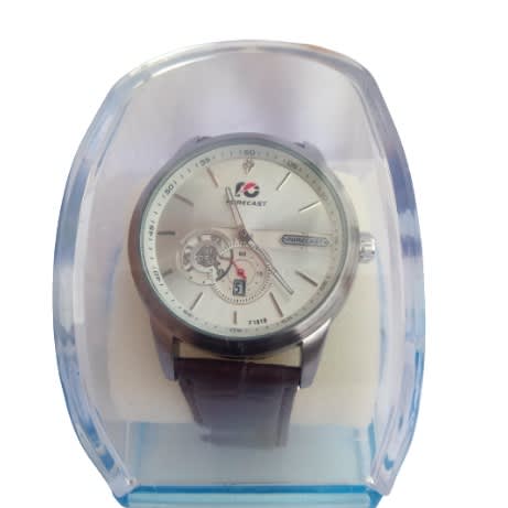 Men's Leather Date Function Chronograph Wristwatch -  Dark Brown