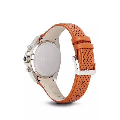 Chronograph Perforated Leather Watch 1513118 - Brown