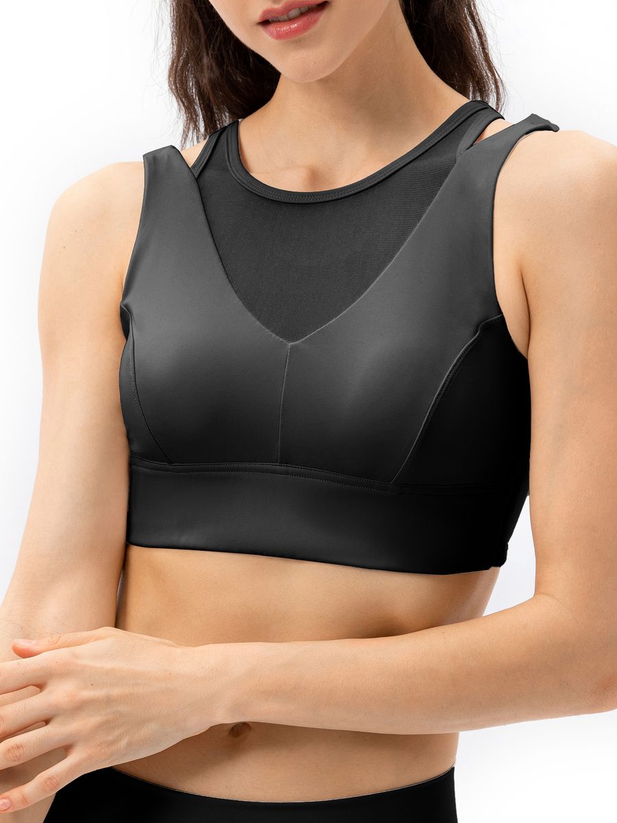 Women Yoga Bra Mesh Hollow Out Wirefree Workout Jogging