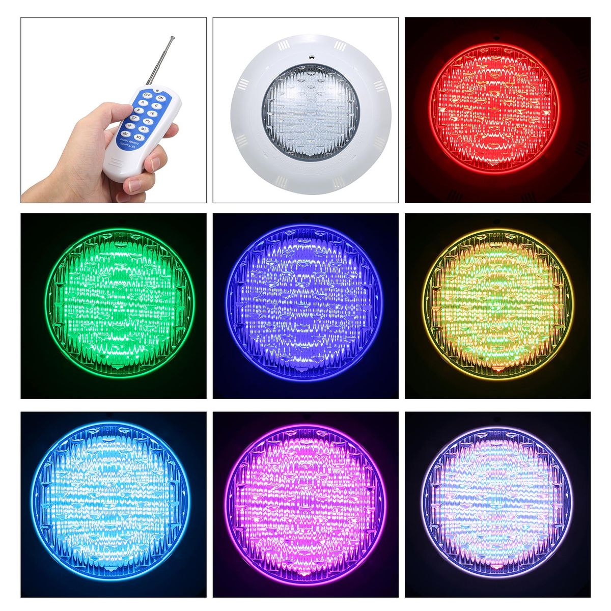 AC12V 45W LED RGB Swimming Pool Lights 7 Color Changing Underwater Lamp IP68 Waterproof Pool Light with Remote Control