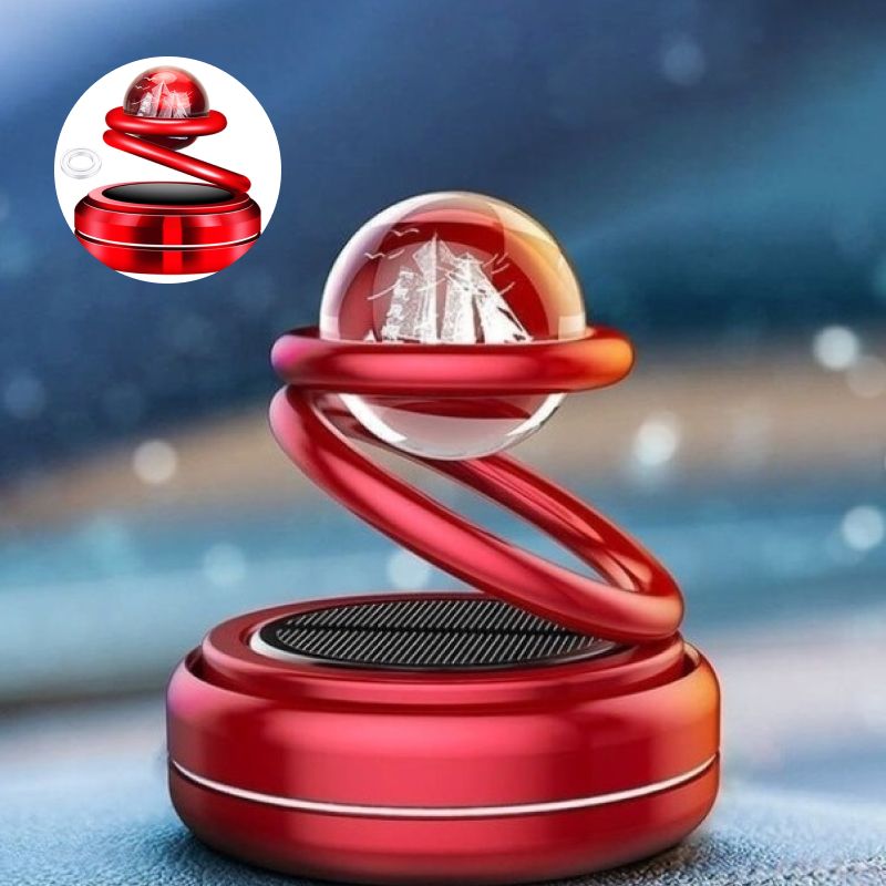 Solar Aromatherapy Rotating Car Air Freshener - Red