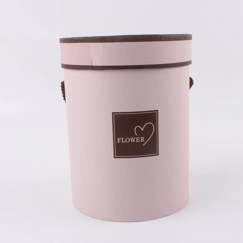NEW Handheld Flower Box Barrel Round Flower Paper Boxes With Lid Candy Chocolate Bucket Gift Packaging Box Pink