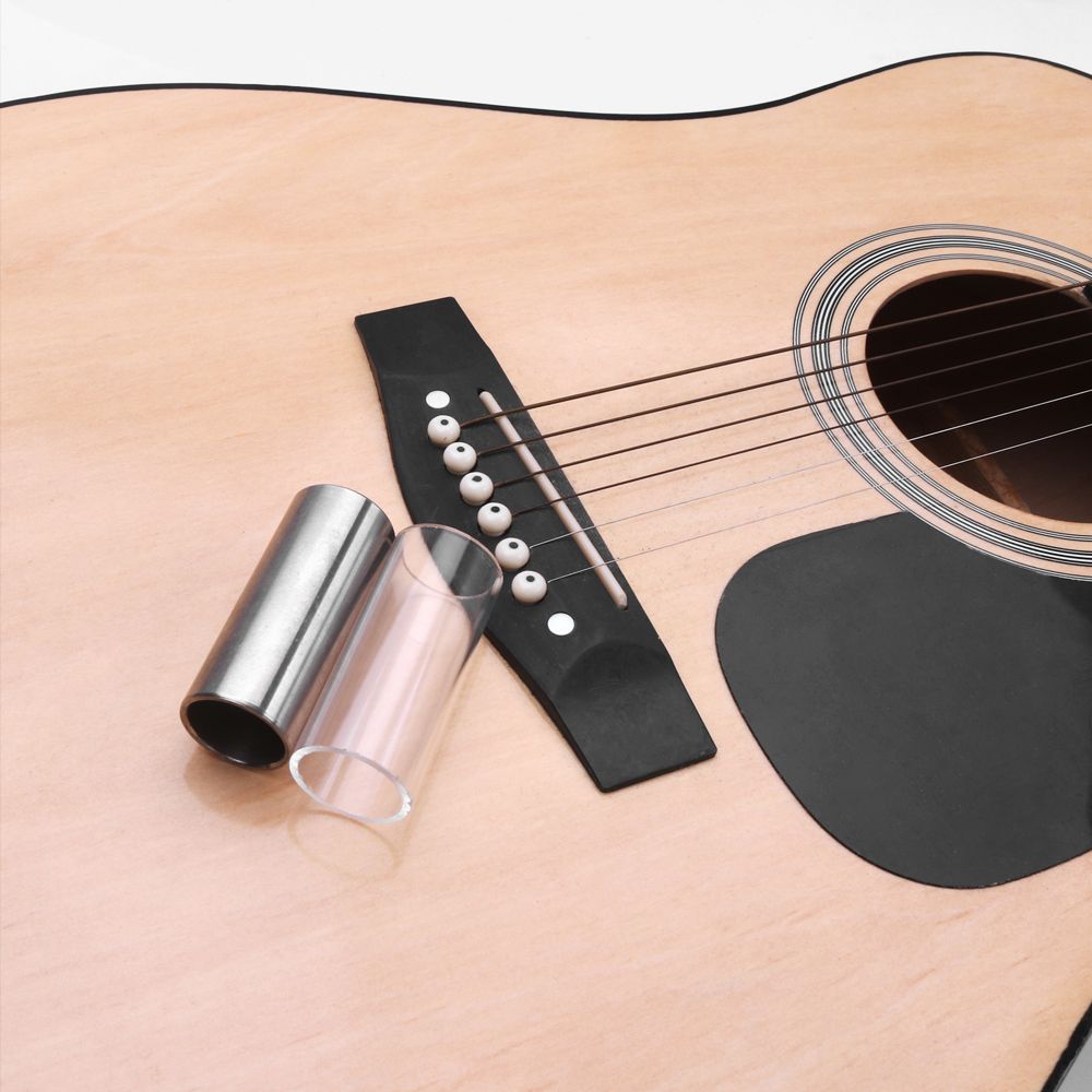 2pcs Guitar Finger Slide Kit With Glass Slide Stainless