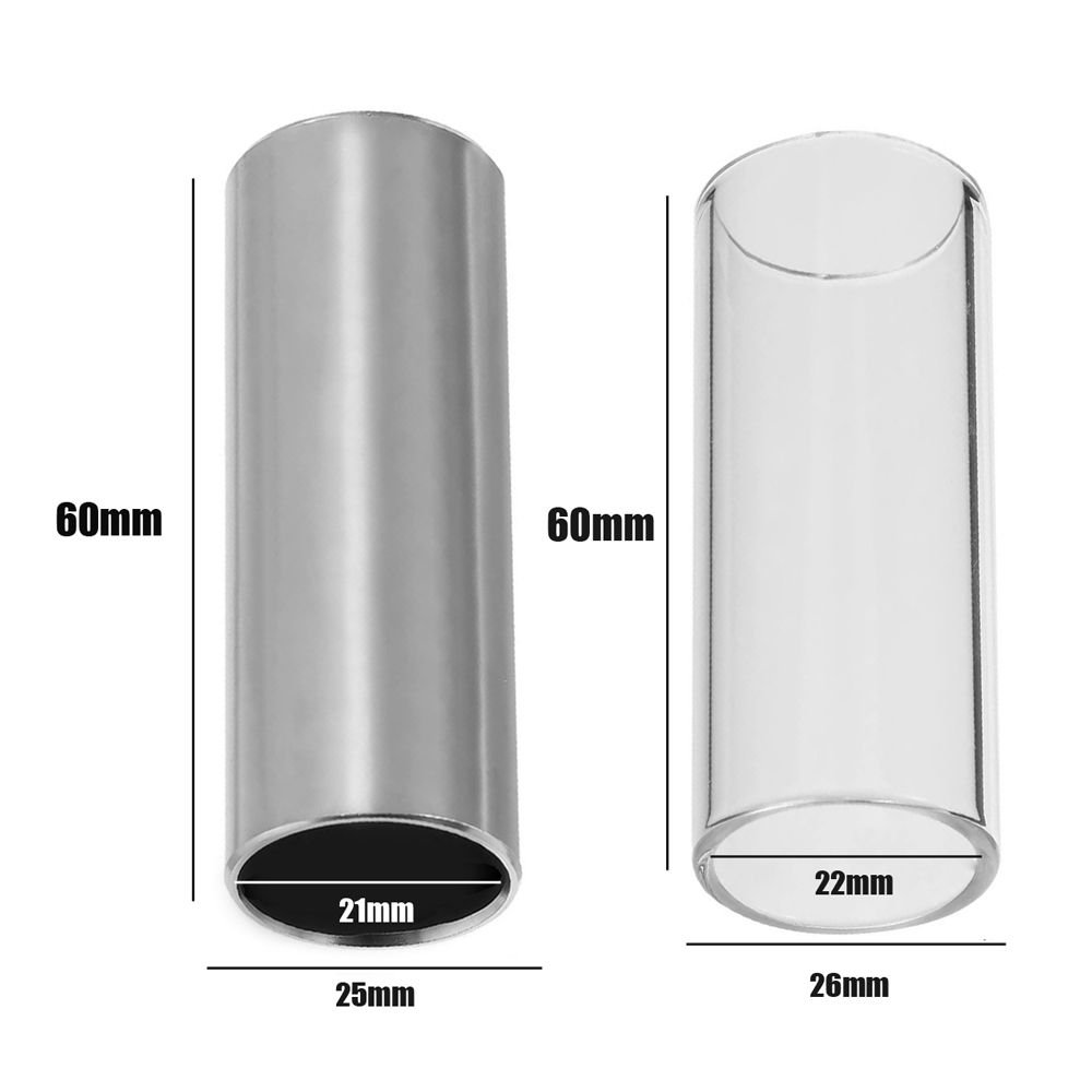 2pcs Guitar Finger Slide Kit With Glass Slide Stainless