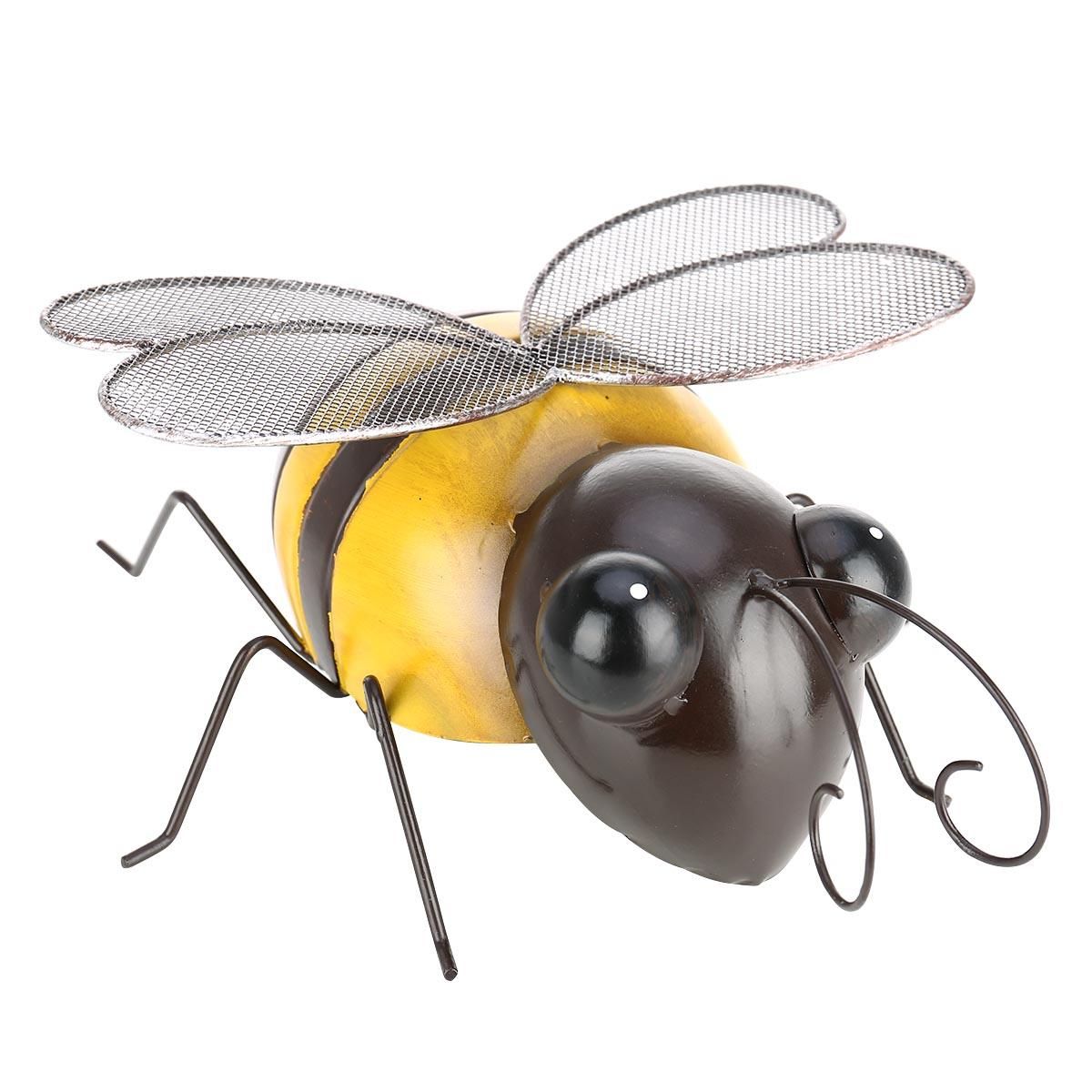 Tooarts Bee Wall Decoration Iron Cartoon Bee Fun Decoration Handicraft Detachable Wings Garden or Children's Room Decor Natural Farmhouse Style