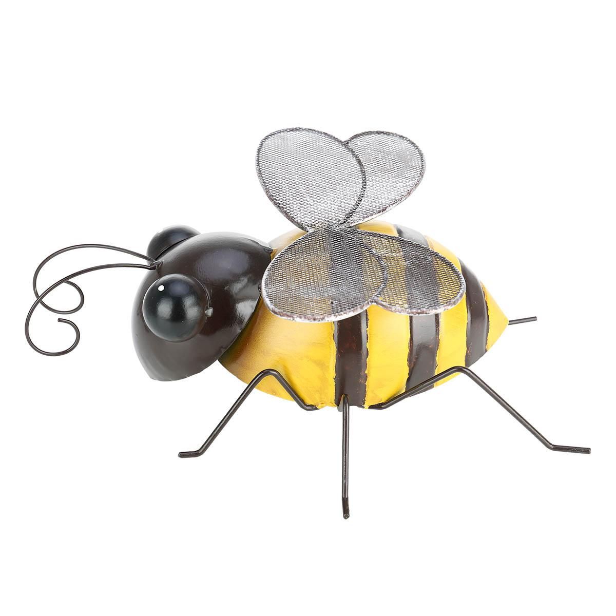 Tooarts Bee Wall Decoration Iron Cartoon Bee Fun Decoration Handicraft Detachable Wings Garden or Children's Room Decor Natural Farmhouse Style