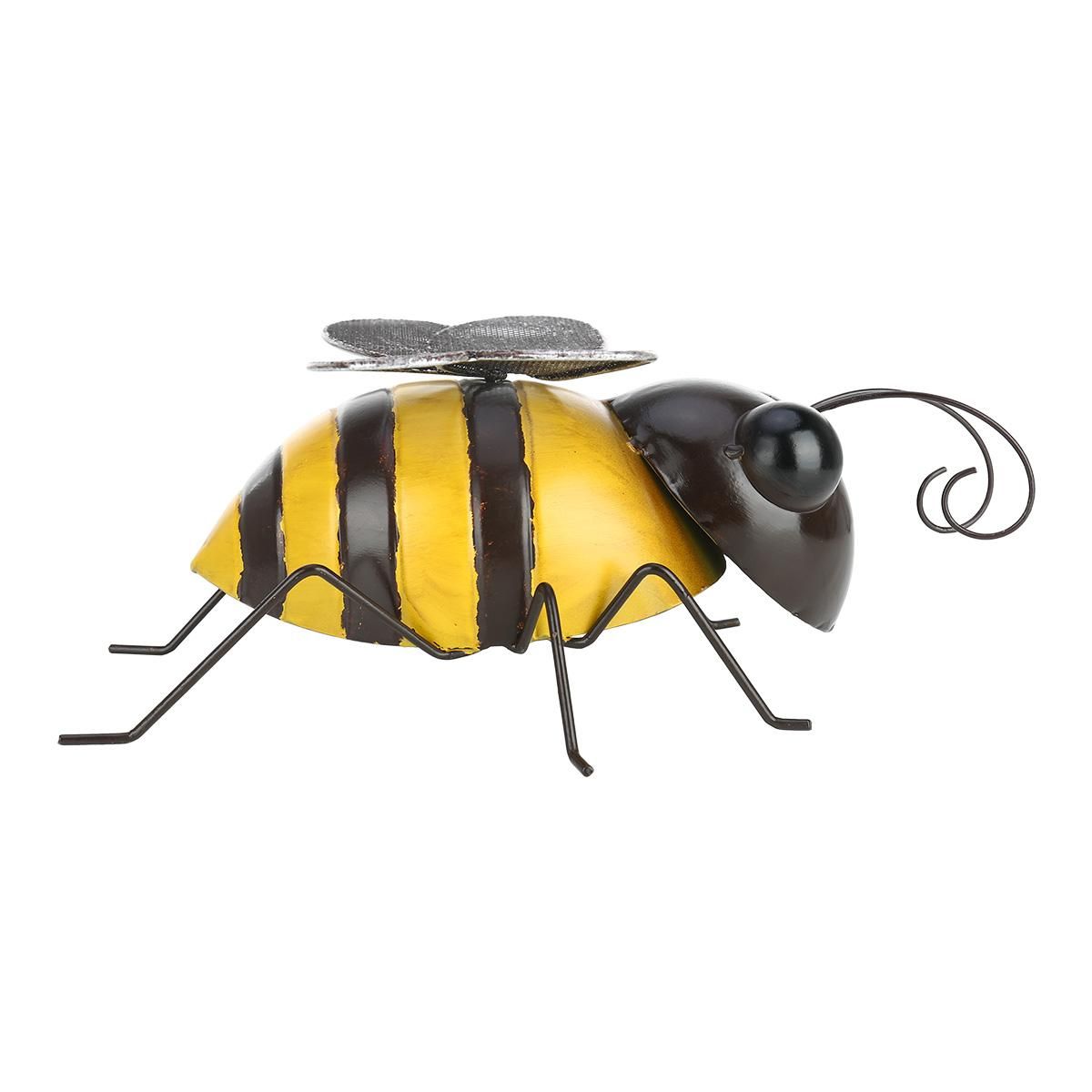 Tooarts Bee Wall Decoration Iron Cartoon Bee Fun Decoration Handicraft Detachable Wings Garden or Children's Room Decor Natural Farmhouse Style