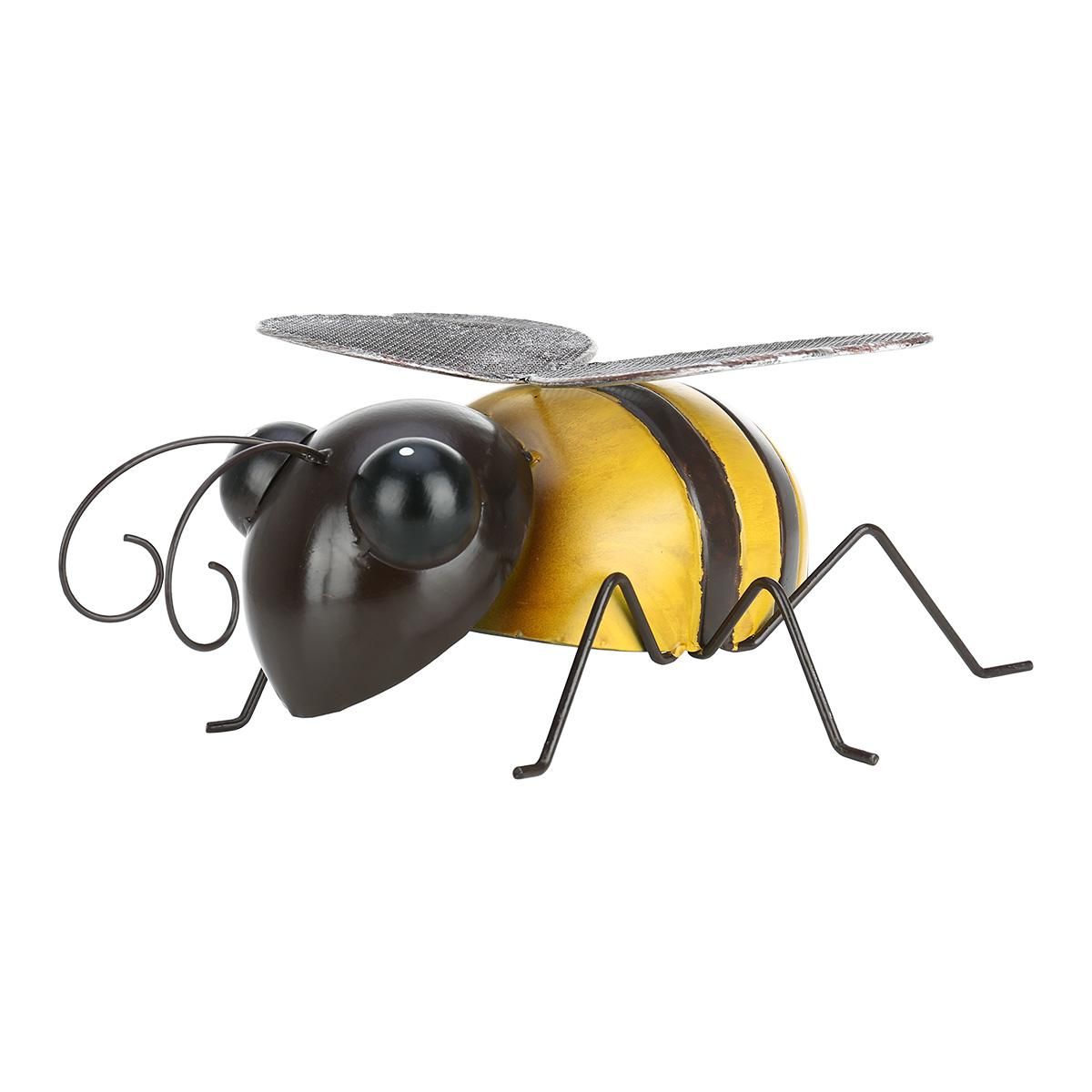 Tooarts Bee Wall Decoration Iron Cartoon Bee Fun Decoration Handicraft Detachable Wings Garden or Children's Room Decor Natural Farmhouse Style