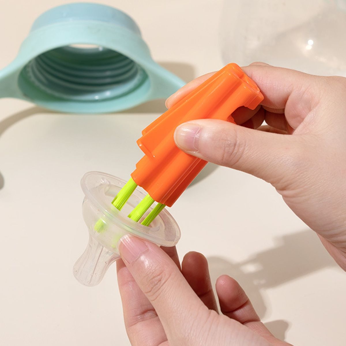 Glass Brush Household Bottle Brush Orange