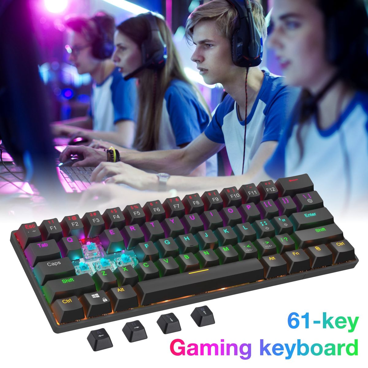 Ck61 61 Key Mechanical Keyboard Usb Wired Led Backlit Axis