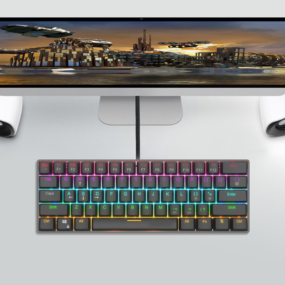 Ck61 61 Key Mechanical Keyboard Usb Wired Led Backlit Axis