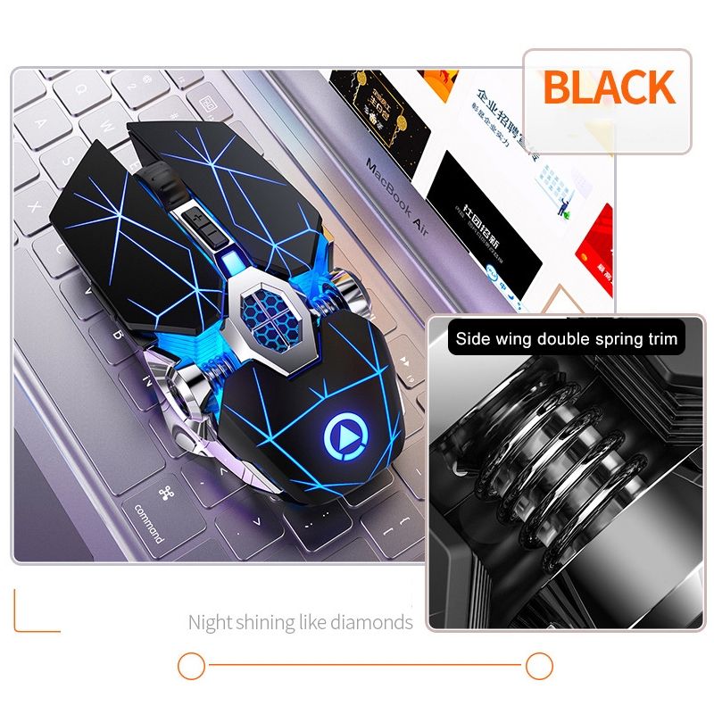 YINDIAO A7 3-modes Adjustable 7-keys Rechargeable RGB Light Wireless Silent Gaming Mouse (White)