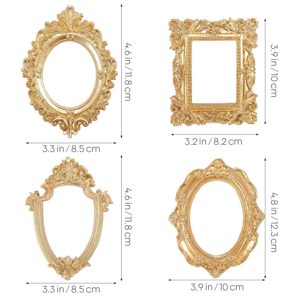 4 Pcs Vintage Picture Frame Antique Photo Frame Wall