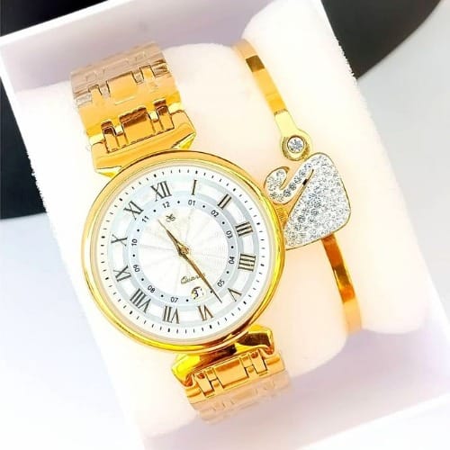 Ladies Gold Wristwatch + Bracelet