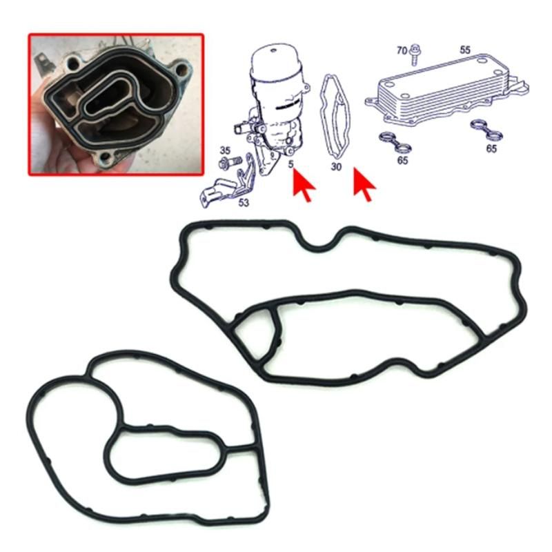 2Pcs Black Rubber Oil Filter Housing Gasket for Mercedes
