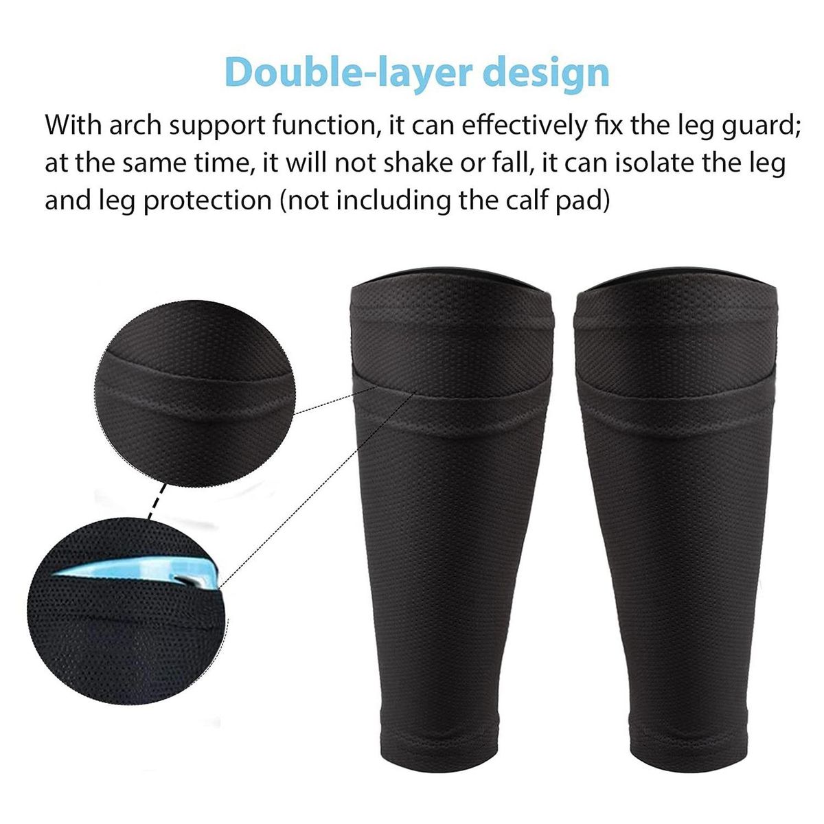 2Pairs Soccer Shin Guard Socks Breathable Soccer Shin Guard Sleeves Shin Pads Holder for Kicking Ball Running Cycling L