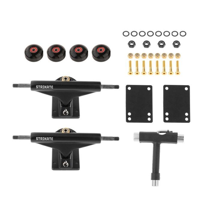 Skateboard Trucks Wheels Pads Screws Tool Parts Red Bearings