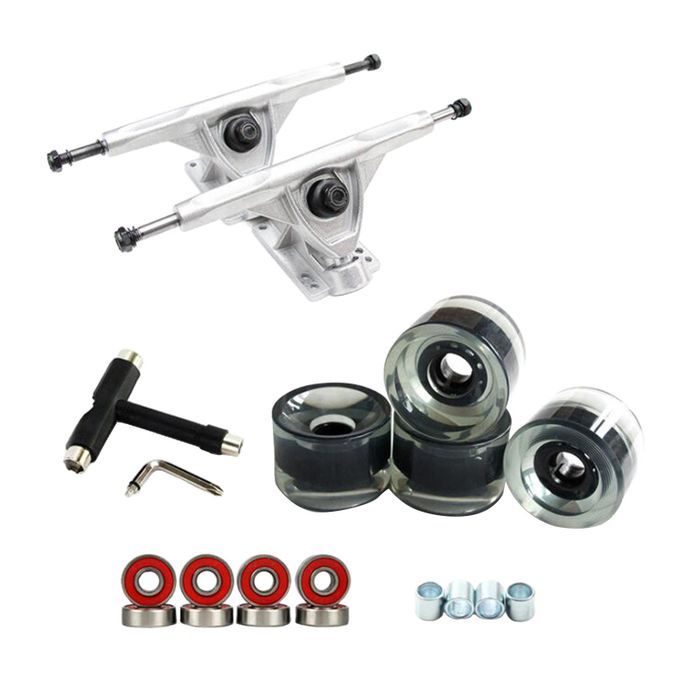 Solid Skateboard Truck Bridge Hanger Wheel Roller Silver Clear Black