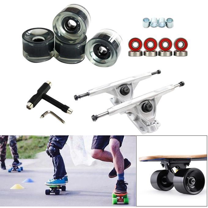 Solid Skateboard Truck Bridge Hanger Wheel Roller Silver Clear Black