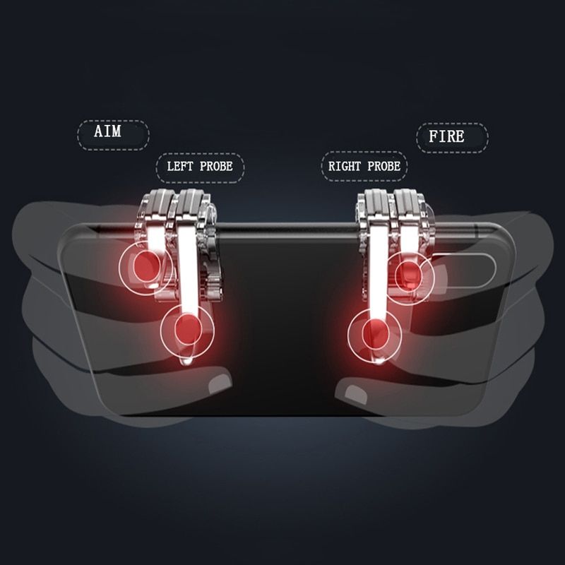 1 Pair Pubg Controller New Six-finger Linkage Button Assist Gamepad Mobile Trigger Game Shooter Free Fire Android Phone Joystick