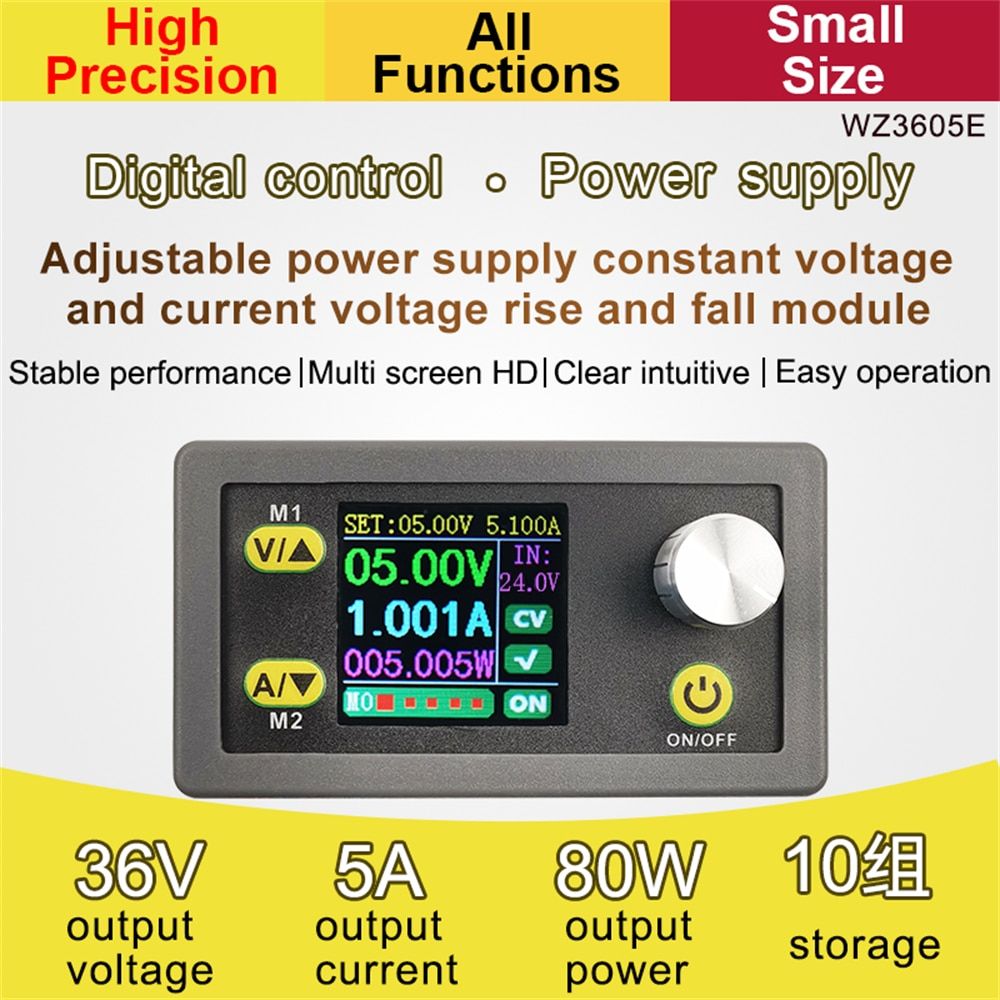 DC-DC Buck Boost Converter Power Supply Module Constant Current Adjustable Voltage Regulated Power 36V 5A 80W LCD Voltmeter
