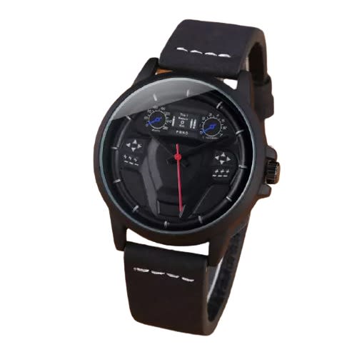 Unisex Car Steering Wheel Dashboard Sport Watch-black