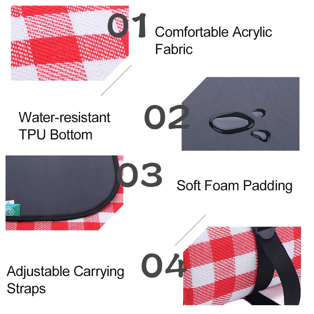 Picnic Blanket Waterproof Picnic Mat With Carrying Strap