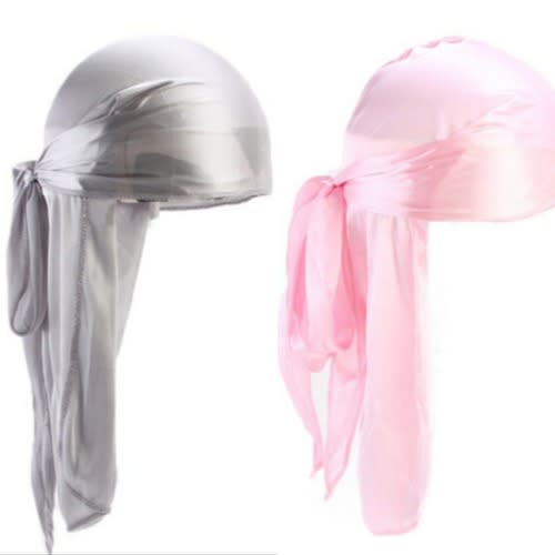 2 In 1 Silky Durags(grey & Pink)