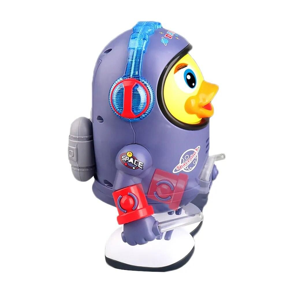 Electric Dancing Space Duck Smooth with Music Light Noisy Duck Toys Battery Powered Glowing Duck Doll for Children Birthday Gift